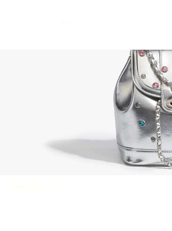 Fashion Colourful Diamond Chain Large Capacity Bucket Backpack_voghion.com