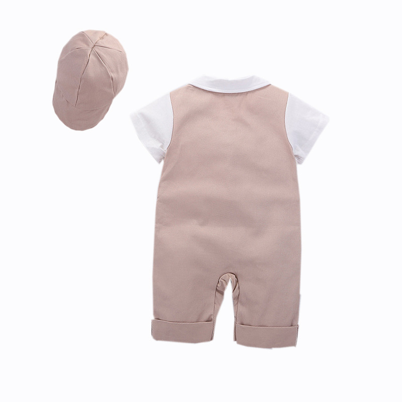 Mutter & Kinder Sommer baby kleid gentleman kleid junge kurzarm weste overall/klettern anzug + hut_voghion.com