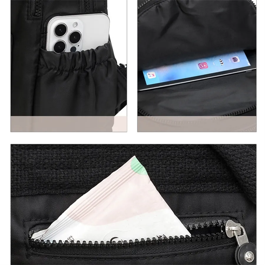 Solid Color Nylon Backpack, Lightweight Travel School Bag, Fashion Daypack For Work,Travel Bag Can Be Hung In Lage_voghion.com