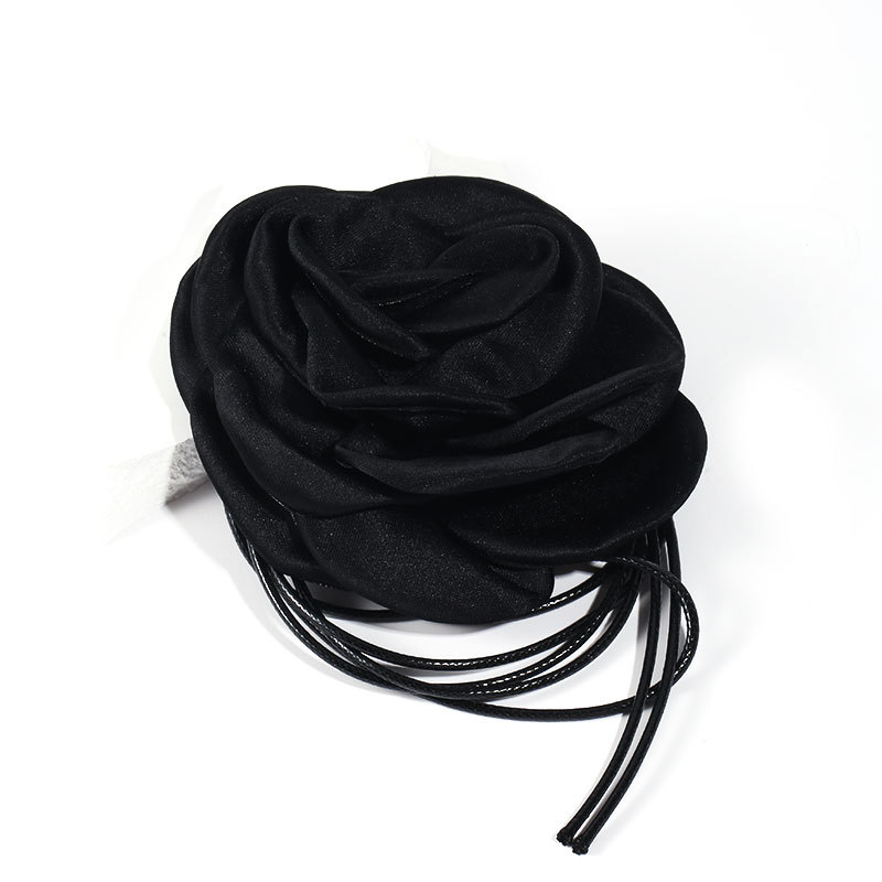 Handmade Fabric Flower Strap Necklace Sexy and Pure Desire Korean Wax Neckchain Choker Collar for Women_voghion.com