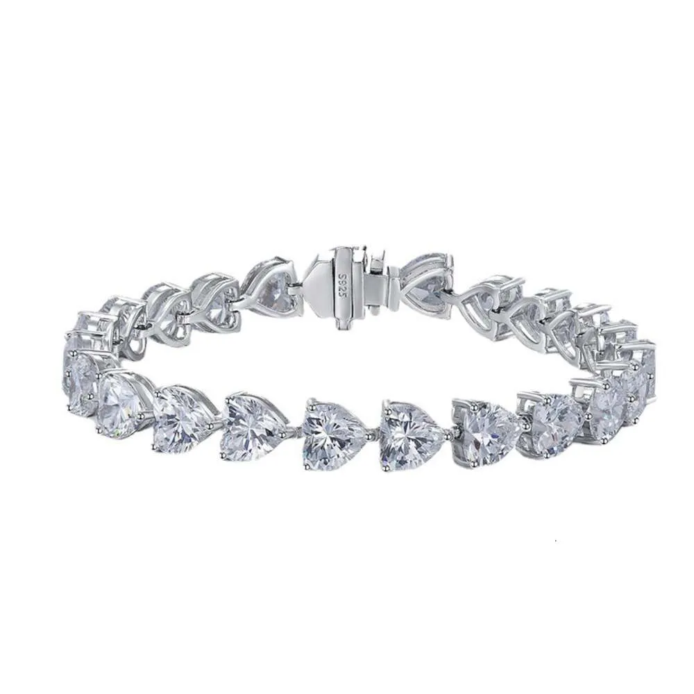 Smykker S Sterling Sier Full Diamond Heart Armbånd Mote Ins Stil_voghion.com