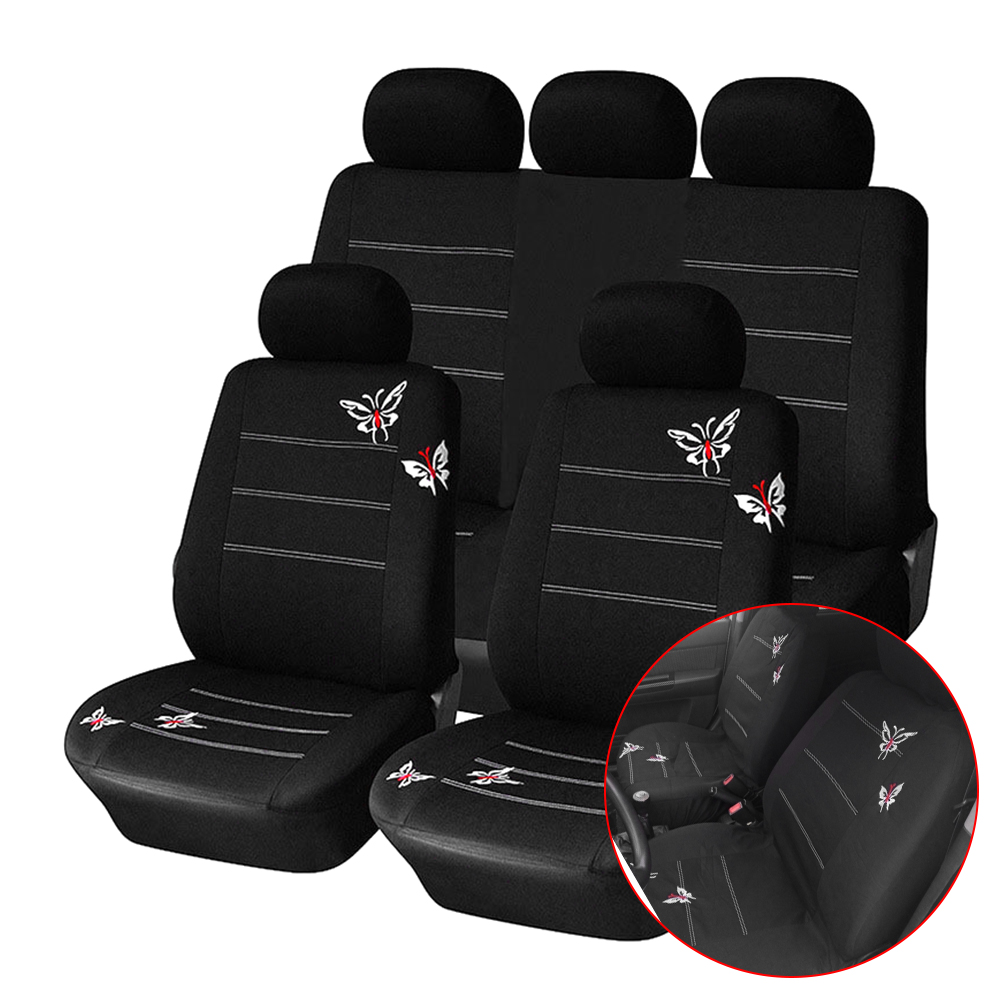 Schutzkissen Schmetterling Stickerei Matte Schützen Sie vordere und hintere Autositzbezüge 4/9-teiliges Set_voghion.com