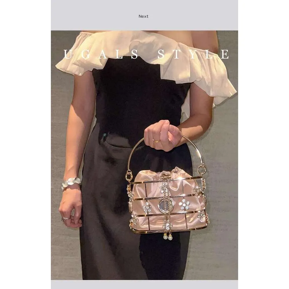Moud Fraen Handtasche Hollow Out Metall Käfeg Glitter Glänzend Dias Owend Hochzäitsfeier Clutch Handtasche Schëllertasche Strooss_voghion.com