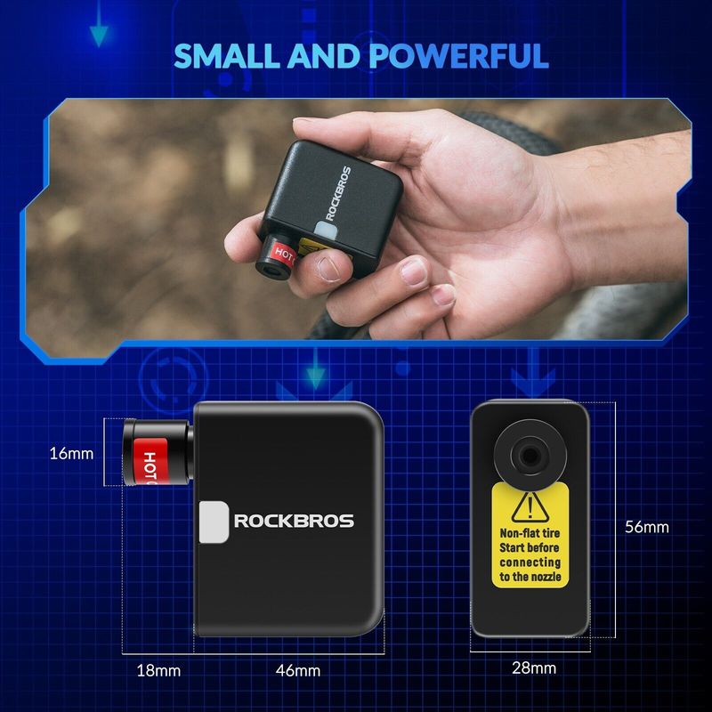 ROCKBROS Elektrikli Bisiklet 100PSI Tam Otomatik Presta & Schrader Pompası_voghion.com