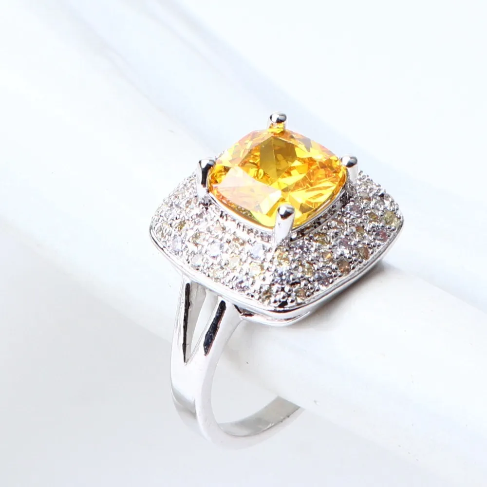 Kostüm-Sets Gelb Zirkonia Sier Schmuck Ohrringe Für Frauen Ehering Halskette Anhänger Set Geschenke Box CX200623_voghion.com