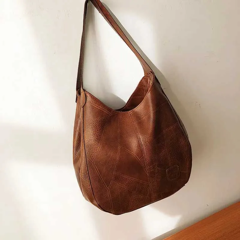 Women Vintage Shoulder Bag Designers PU Leather Handbags Female Top-handle Hobo Bags Fashion Brand Large Capacity_voghion.com