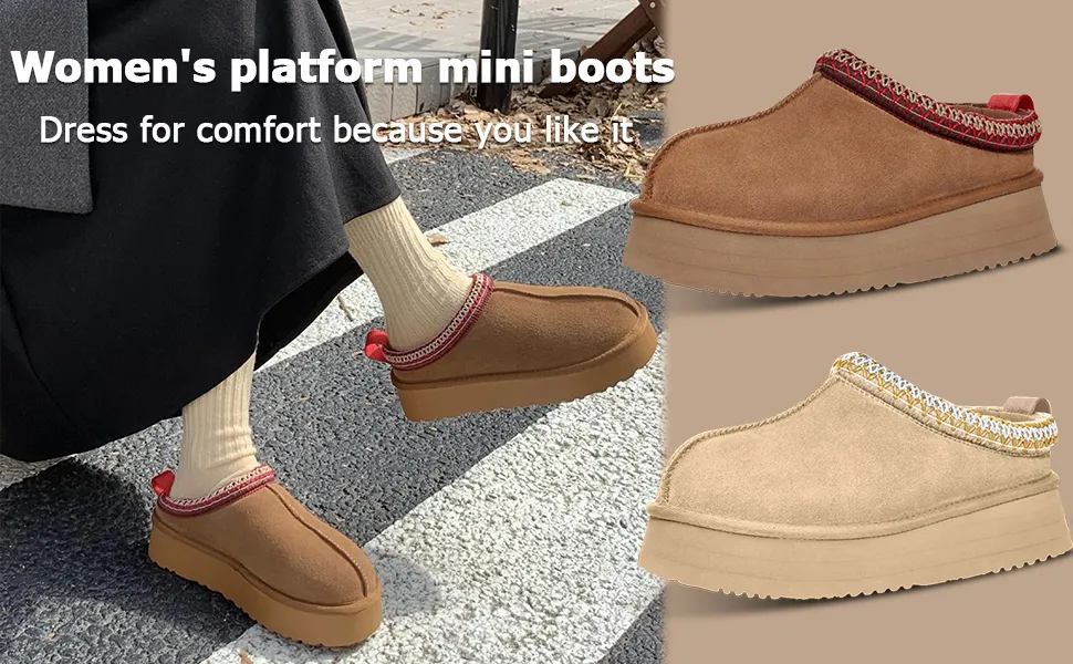 Damestøvler Australien Classic Tasman Slipper ultra mini platform snestøvle dame vinter varme uldsko udendørs_voghion.com