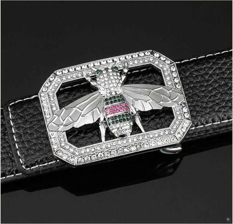 Belts Mens And Womens Unisex Fashionable Shiny Bee Design Buckle High-quality Waist Shape Belt X24_voghion.com