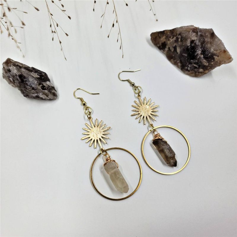 Earrings Golden Sun Crystal Earrings Bohemian Style_voghion.com