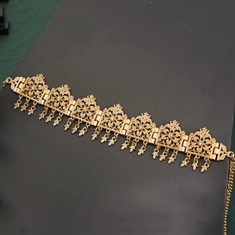 Algerien Hochzeit Schmuck Haar Gold Farbe Kristall Quaste Stirnband Stirn Kette Krone Frauen Geschenke Tiara Bands_voghion.com