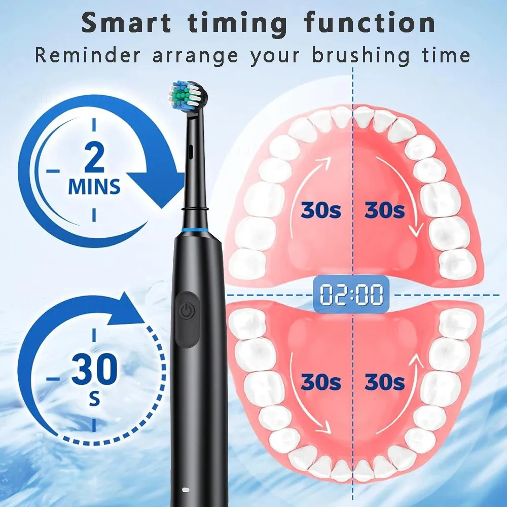 Electric Rotary Cleaning Teeth Waterproof Electronic Tooth Brush With Timer Rechargeable Toothbrush With 8 Head 250102_voghion.com