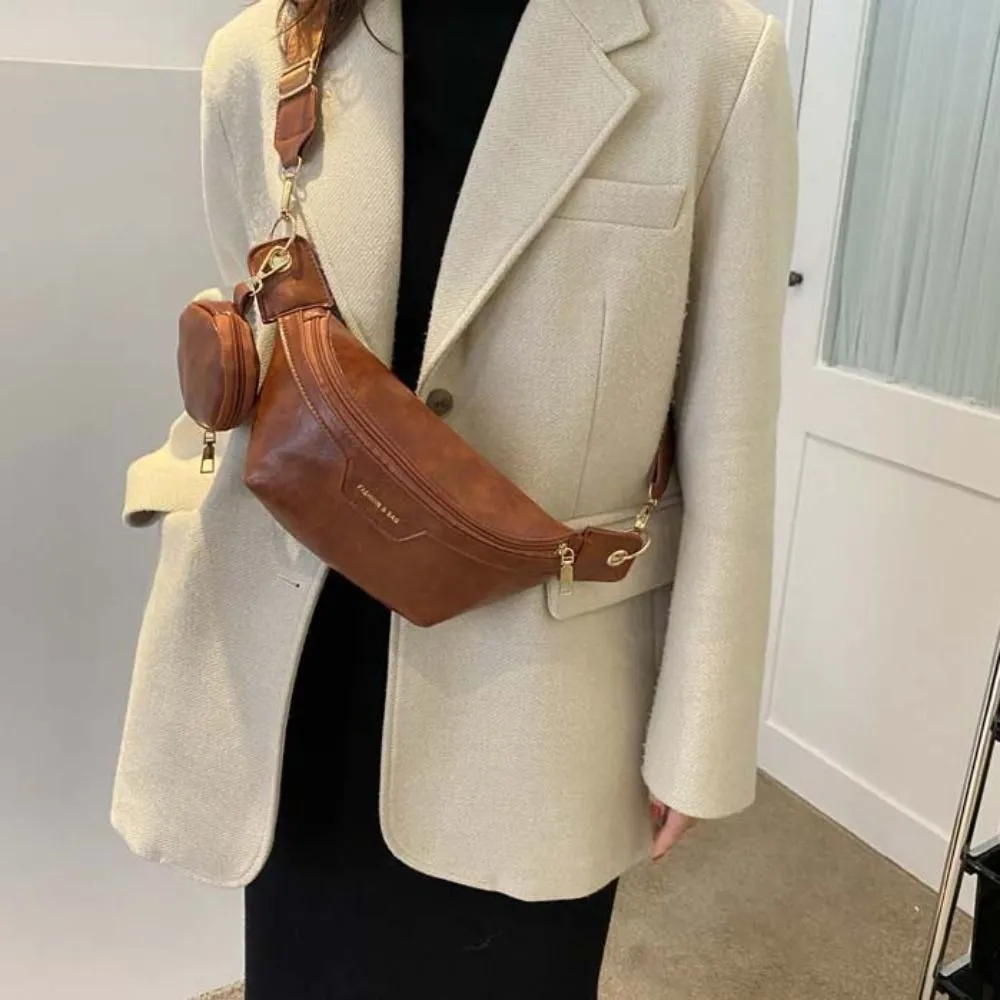 Marsupio da corsa di grande capacità, stile coreano, con portamonete e tracolla a mezzaluna, in PU, di design, per studenti_voghion.com