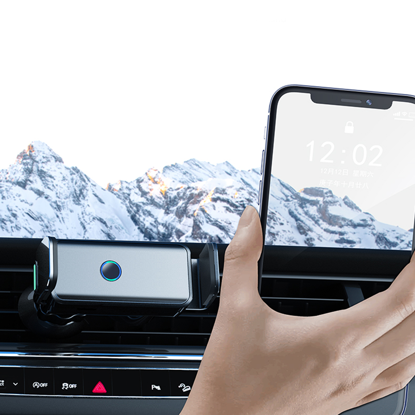 Car Smart Electric Locking Mobile Phone Support Holder For IPhone Xiaomi Air Vent Clip Stand Auto Induction Mount Bracket_voghion.com