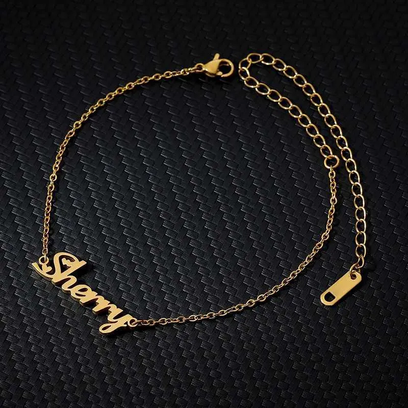 Charm-Armbänder Personalisierte Cus Name Fußkettchen für Frauen Edelstahl Silber Farbe Beinkette Weibliches Fußkettchen_voghion.com