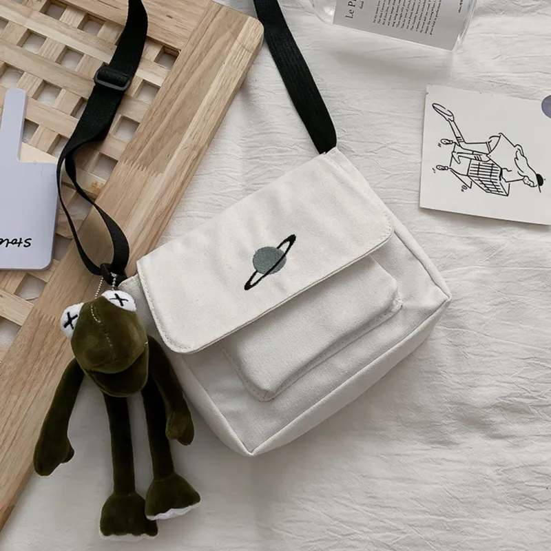 Sac messager en toile pour étudiantes, petit format carré, tendance, polyvalent, à bandoulière, pour jeunes filles_voghion.com