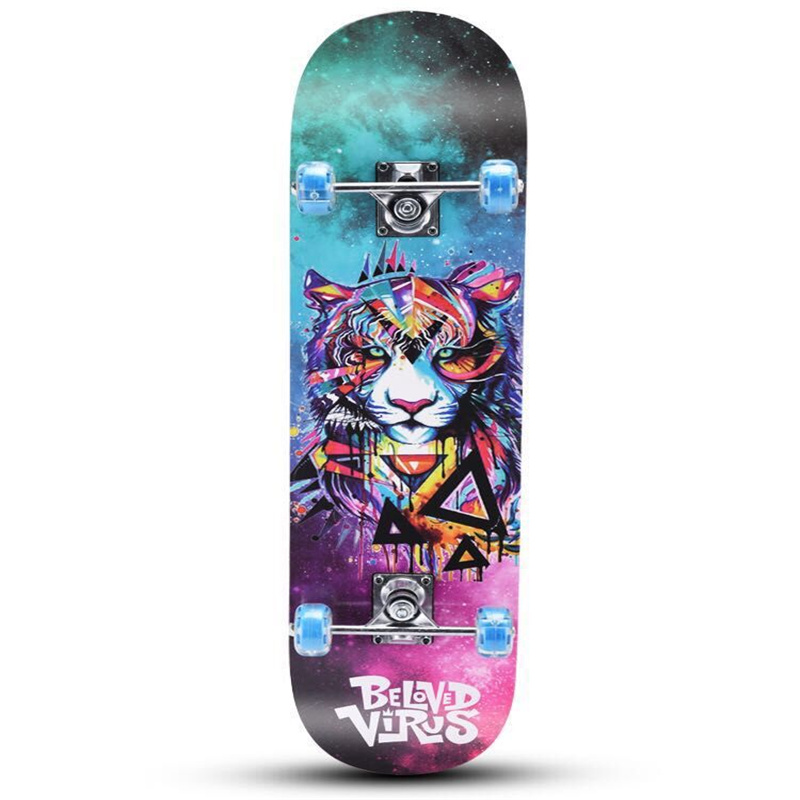 【Populär Kategorien】 Véier-Rad Skateboard Männer a Fraen Ufänger Duebel Rocker 3-8 Joer Kanner Scooter 80cm_voghion.com