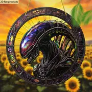 Alien Suncatcher - 8" Round Acrylic Decor. Whimsical Spring/summer Wall Art For Window, Porch Or As A Housewarming Gift._voghion.com