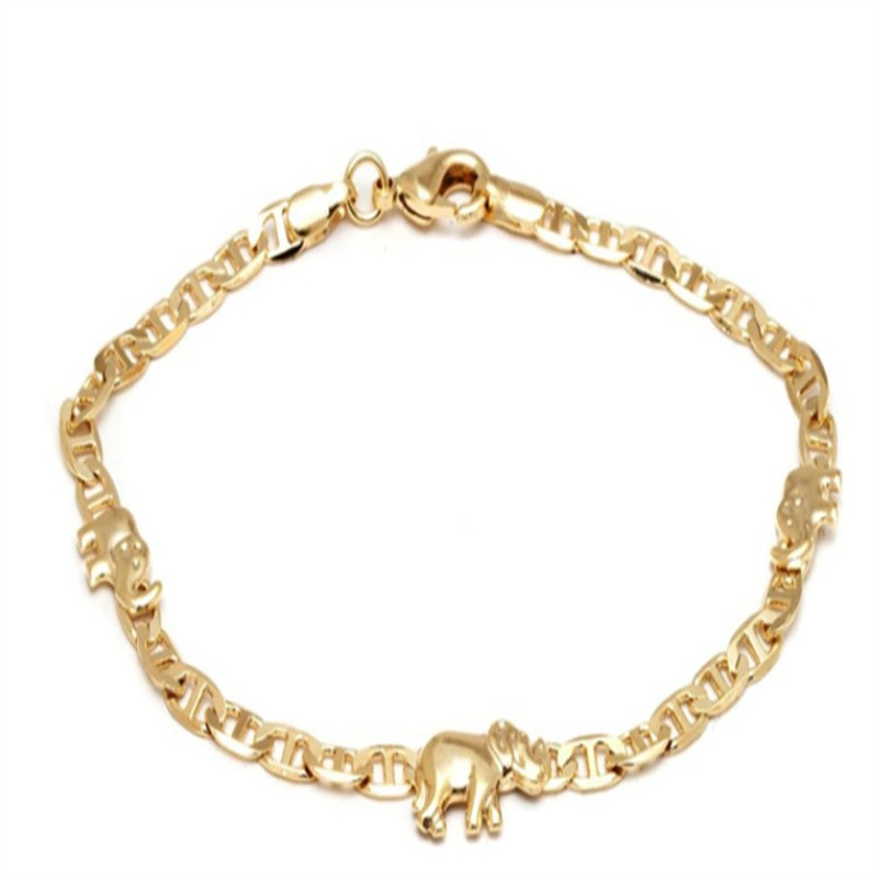 Plated Three Little Elephants Foot Fashion Small Boat Flat Copper Chain Jewelry For Women