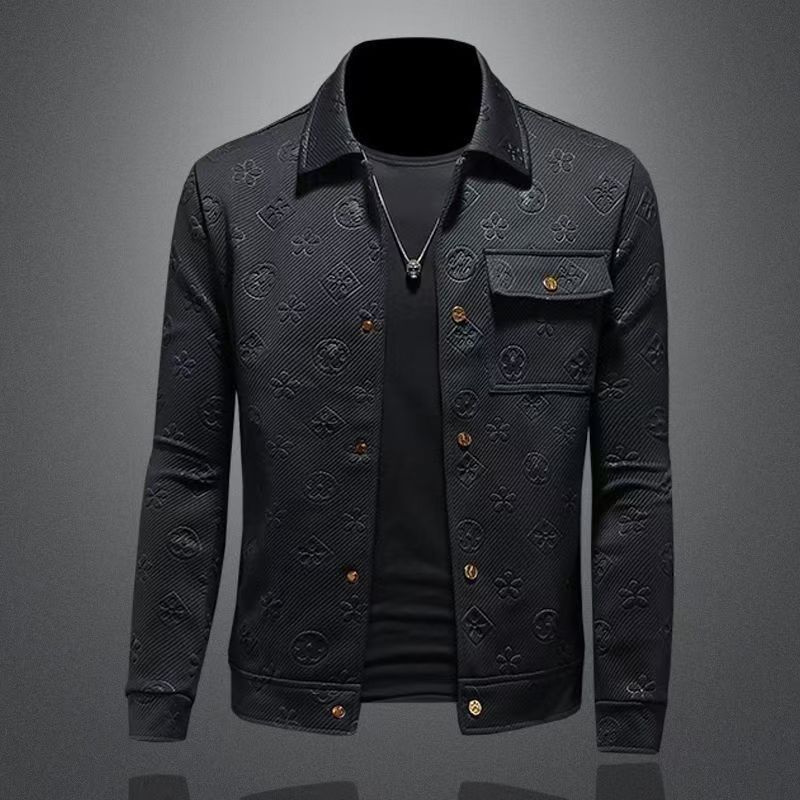 Men’s Clothing Spring New Men’s Light Luxury Fashion High-end Jacquard Workwear Loose Jacket Lapel Coat