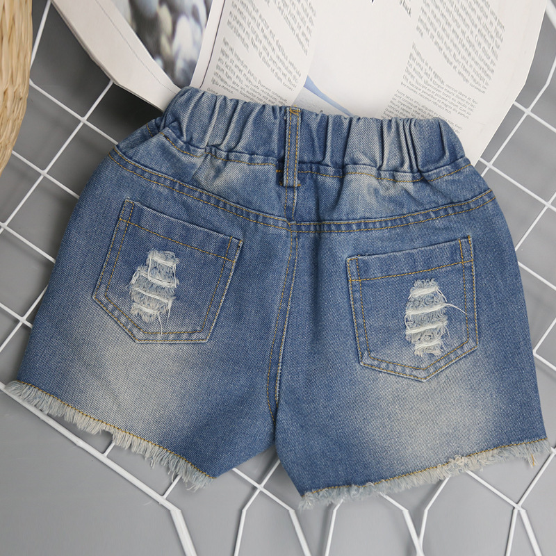 Kid's Clothing Girls denim shorts outer wear summer thin 2024 new fashion ripped children's pants female hot pants summer_voghion.com
