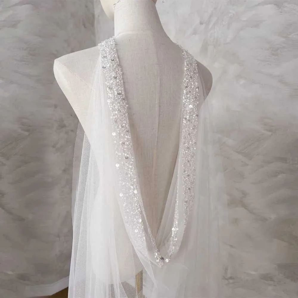 Hair Jewelry Womens Long Bolero Cape Veil Bridal Shawls Dress Soft Tulle Covers Shoulders Wedding Accessories For Bride_voghion.com