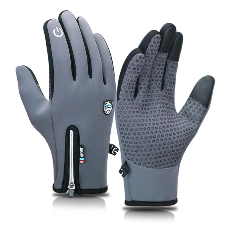 Guantes unisex impermeables para exteriores, para esquí, pantalla táctil, de invierno, resistentes al viento, con cremallera y dedos completos, para hombre y mujer