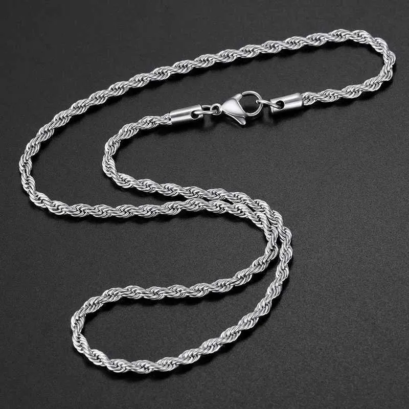 Colliers pendentifs à bas prix largeur 3MM chaîne torsadée en acier inoxydable 316L collier à maillons pour hommes et femmes cadeau de mode_voghion.com