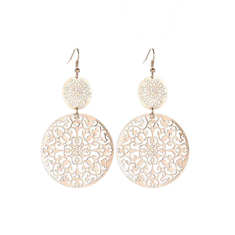 Vintage Openwork Disc Earrings Ear Drop Frosted Jewelry For Women Party Wedding Tt@88_voghion.com