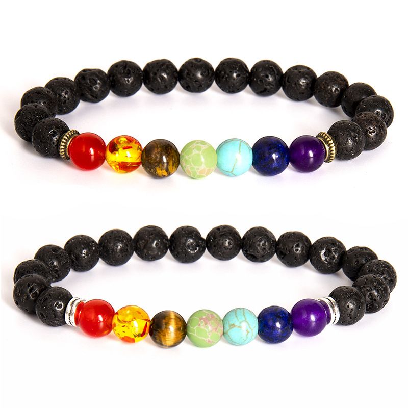 Colorful Volcanic European And American Cross Border New Hand Beaded Men's Natural Tiger Eye Stone Bracelet_voghion.com