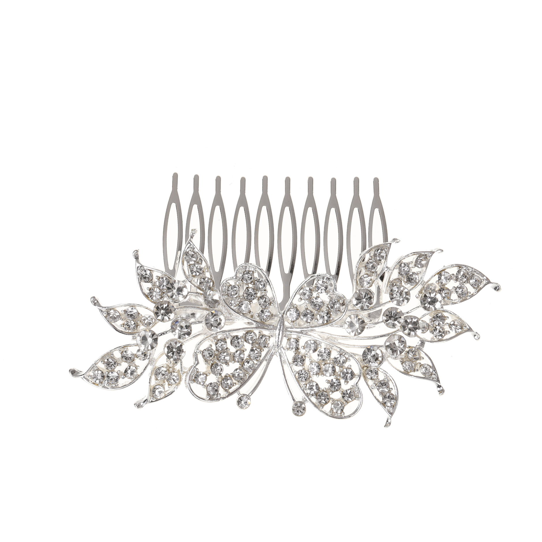 Accessori per capelli da sposa in lega con diamanti, farfalla, foglia, pettine per capelli in vetro, inserto per pettine, pettine laterale, produttore di accessori per capelli all'ingrosso_voghion.com