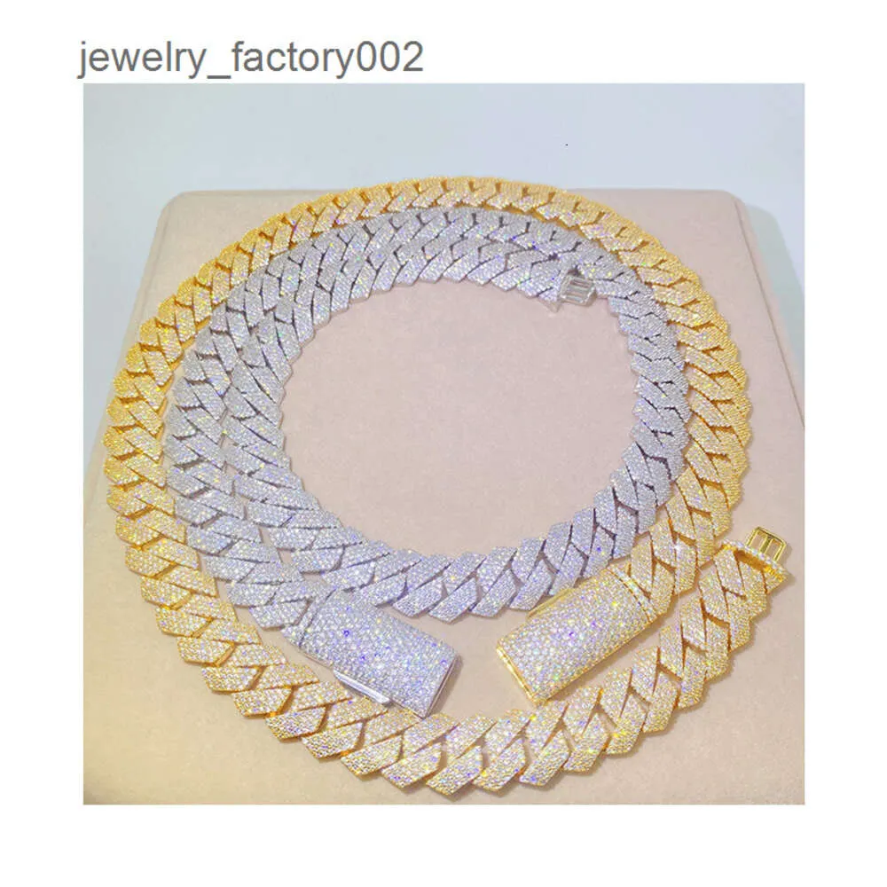 15mm Hip Hop 4 Row VVS Moissanite Custom Sparkling Sier Jewelry Ice Out Cuban Chain Bracelet Necklace Gift_voghion.com