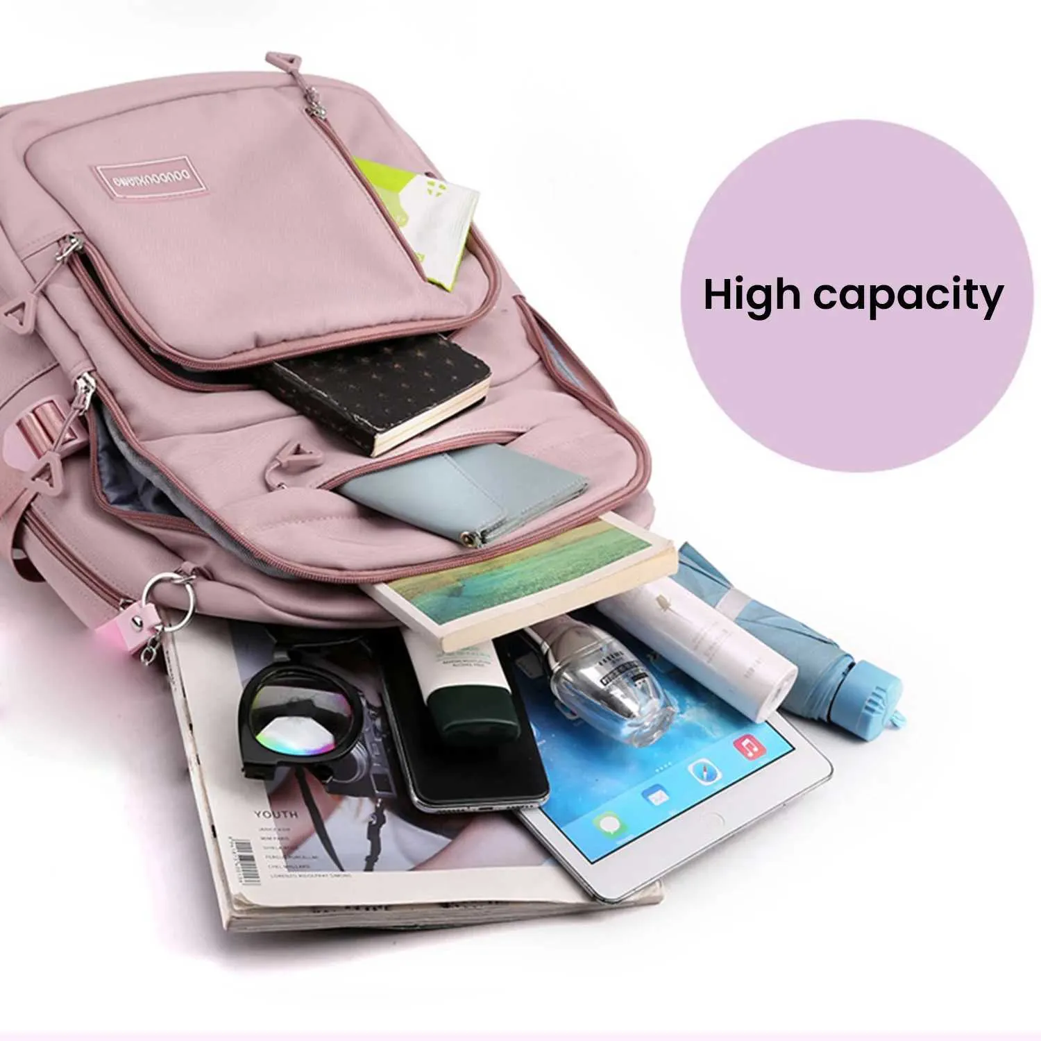 Verstellbarer Schultergurt, Reiserucksack, mehrere Taschen, ultraleichter Tagesrucksack, große Kapazität für die Schule, ArbeitC241011_voghion.com