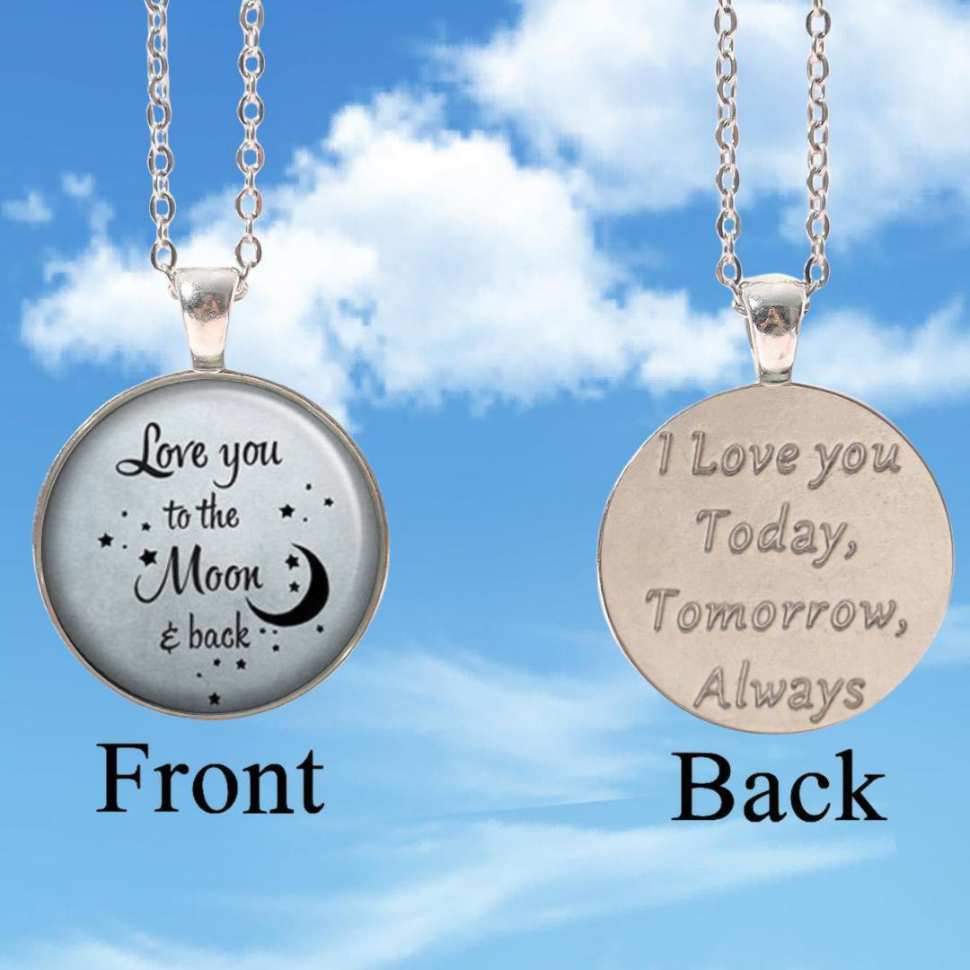 Collana con ciondolo fotografico in vetro rotondo in argento con lettere inglesi, accessori per gioielli di moda, regalo_voghion.com
