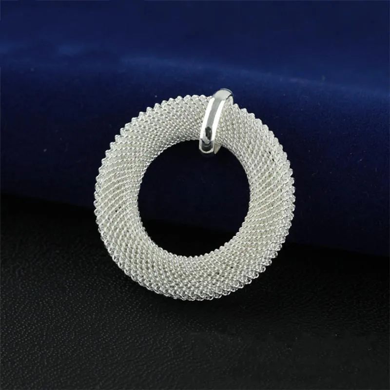 Serling Sier Link Snake Chain para mujer, colgante de moda, collar de malla circular simple, joyería de boda, Pary_voghion.com