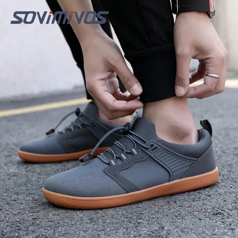 Mens Cross-Trainer Casual Sneakers Barefoot Shoes | Wide Toe Box Womens Minimalist Trail Runner Canvas Loafers 240624_voghion.com