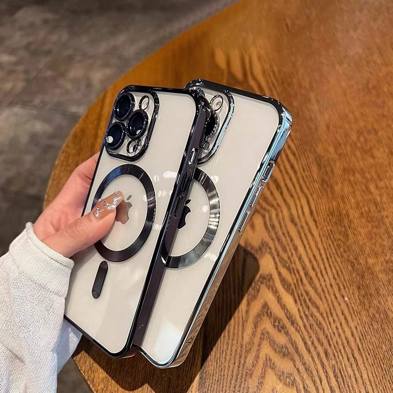 Magnetic Wireless Charging Phone Case Compatible With IPhone 17 16 15 14 13 12 11 Pro Max Plus Air, With Precise Hole Protection ,Electroplated TPU Tr_voghion.com