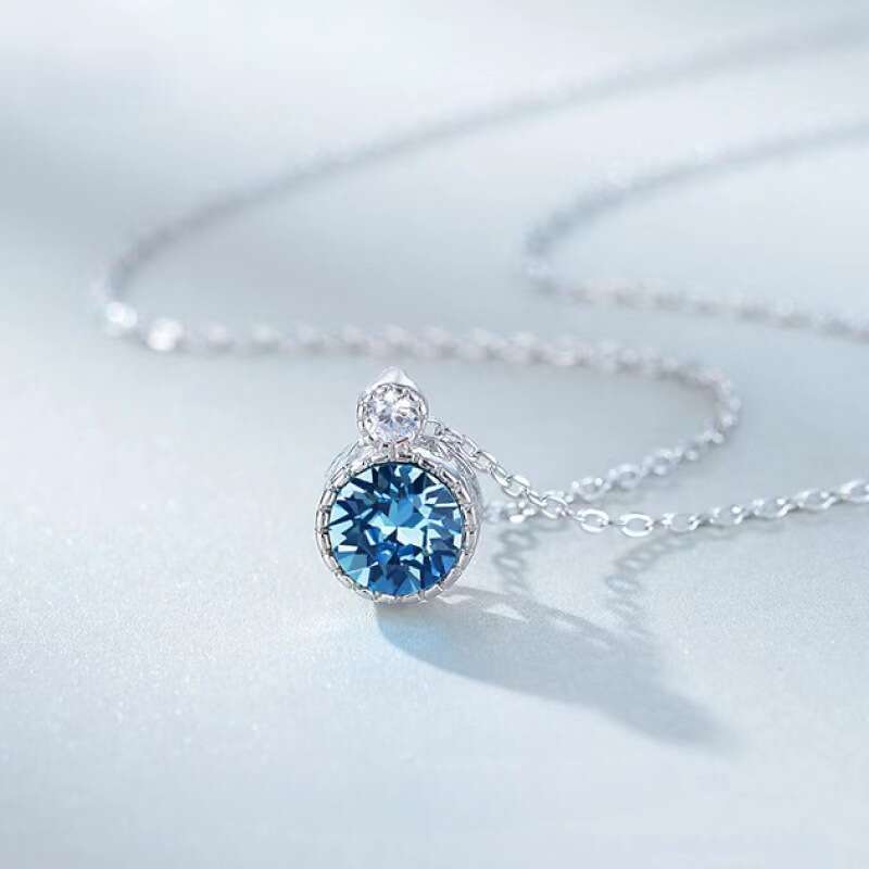 Collier classique en forme de cœur océanique pour femme, bijou S, pendentif en cristal argenté, chaîne de cou légère et luxueuse de qualité supérieure_voghion.com