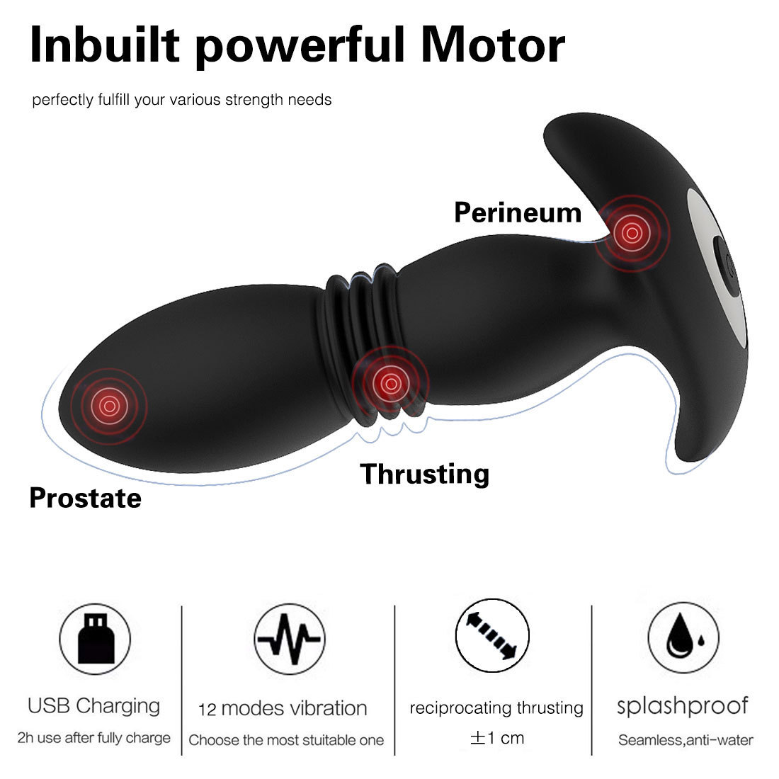 Giocattolo maschile in silicone impermeabile per massaggio alla prostata, vibratore anale per uomini, giocattoli sessuali gay_voghion.com