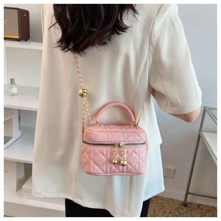 Borse firmate da donna in saldo - Borsa a tracolla con patta quadrata e tracolla a catena, modello Dia Grid_voghion.com