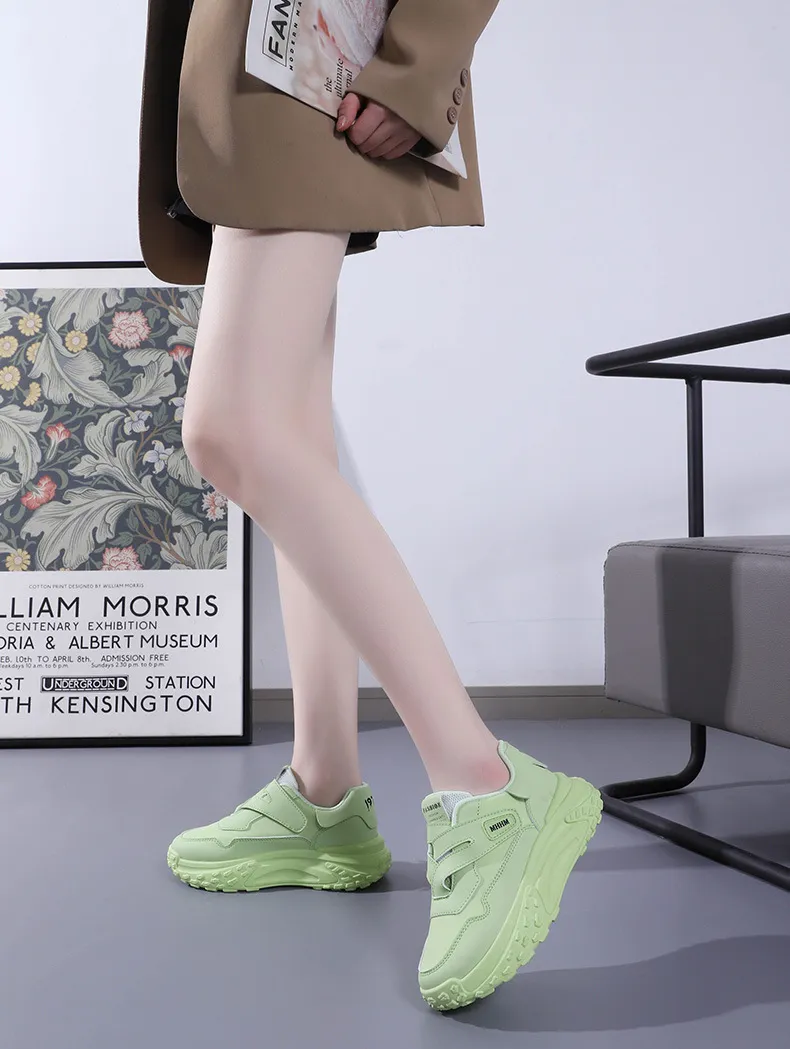 Thick Soled Round Toe Raised Dad Are Soft Comfortable Breathable With Mesh Simple And Versatile Casual Sports Shoes_voghion.com