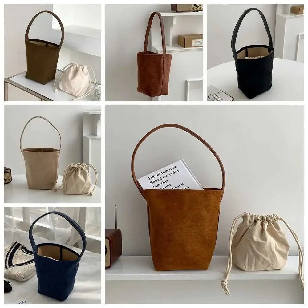 Designer-Tasche Retro Wildleder Eimer einfarbig Handtasche matt PU Leder Schulter koreanische Brieftasche Unterarmtasche für Mädchen_voghion.com
