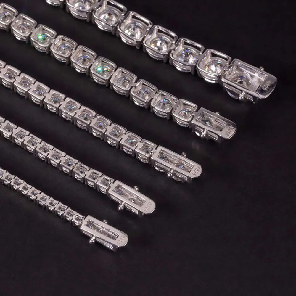 Articolo di alta qualità Hip Hop Bling Sterling Sier 3MM 4MM D Color Lab Diamond Moissanite Tennis Chain_voghion.com