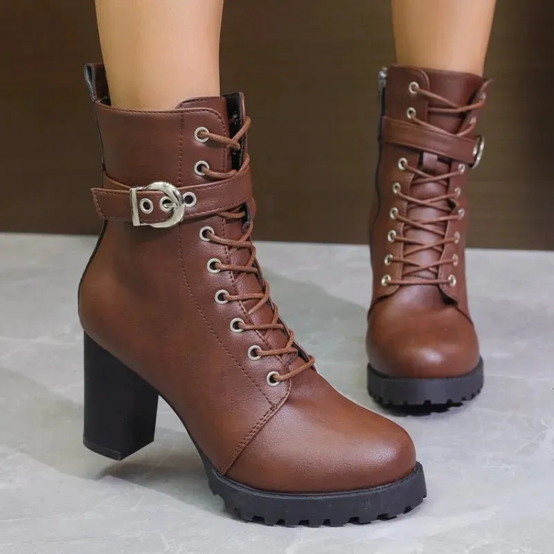 Damen Motorrad Winterstiefel Mit Plateau Und Hohem Absatz_voghion.com