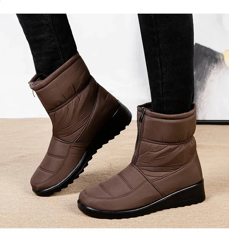 Platform Waterproof Snow Women Winter Thick Plush Ankle Boots Woman Non Slip Warm Cotton Padded Shoes Ladies 240820_voghion.com