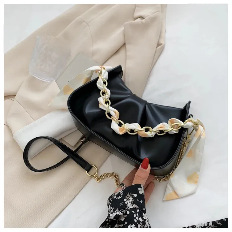 Rainbow Gradient Y2k Shoulder Bag With Chain For Women Chic Style_voghion.com