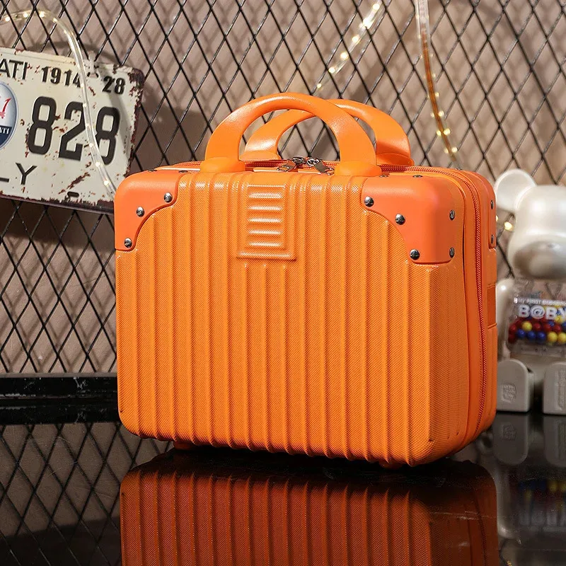 14 Inch Solid Color Student Small Cosmetic Case MiniHard Shell Travel Suitcase 240729_voghion.com