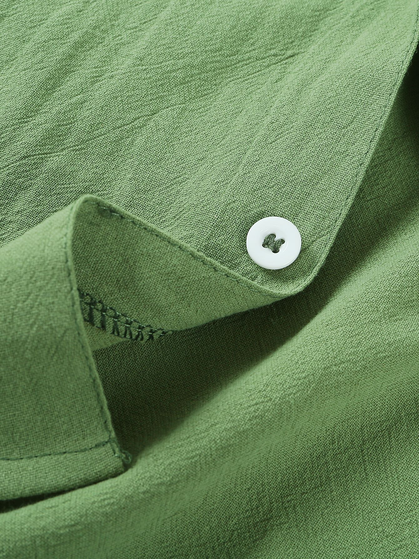 Camicia da uomo in cotone e lino con bottoni a maniche corte in tinta unita con risvolto estivo_voghion.com