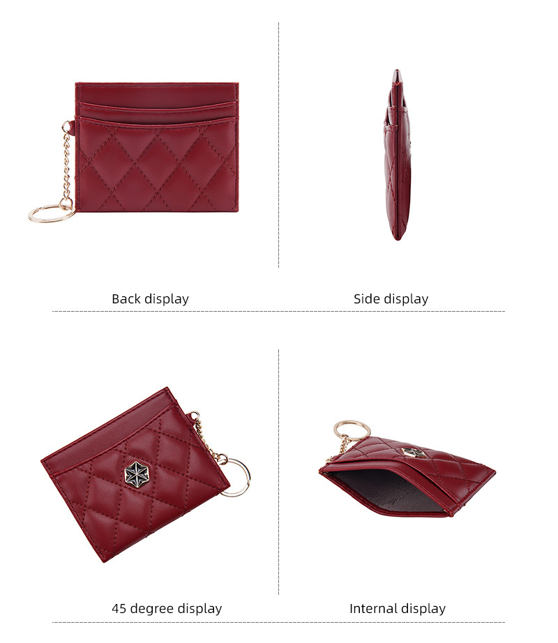 Porta carte Boiseen da donna nuovo versione coreana trapuntato ricamato sottile portamonete con anello di diamanti fibbia porta carte all'ingrosso_voghion.com
