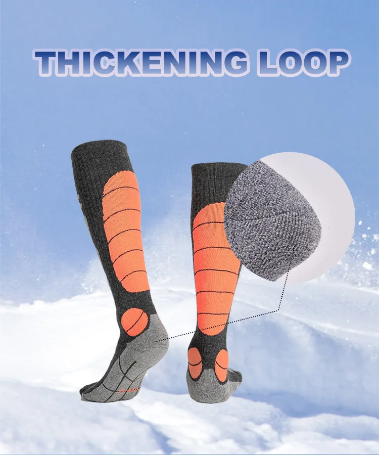 Calcetines de esquí de lana merino para hombre, para deportes de invierno, snowboard, ciclismo, senderismo, esquí, calcetines térmicos hasta la rodilla para hombre y mujer 230322_voghion.com