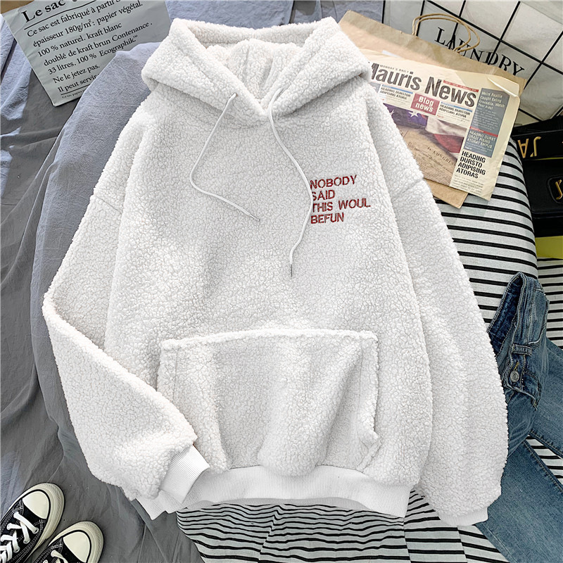 Damenbekleidung, verdicktes Sweatshirt aus Lammfell und Samt für Damen, lockeres Pullover-Sweatshirt aus Lammfell für Damen_voghion.com
